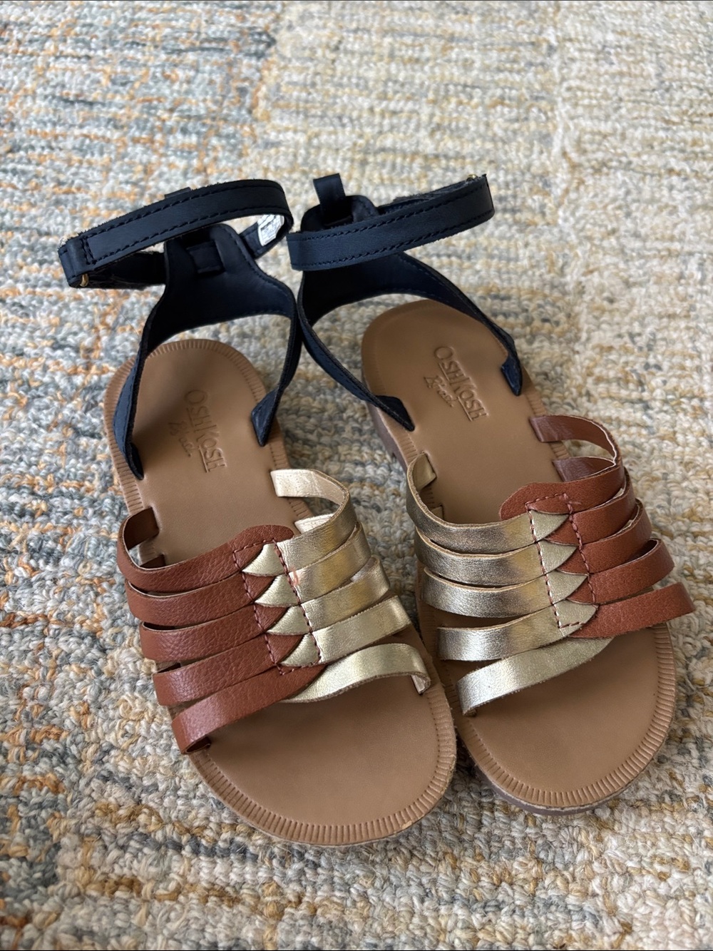 OshKosh B'gosh Navy, Brown and Gold Girls' Strappy Sandals